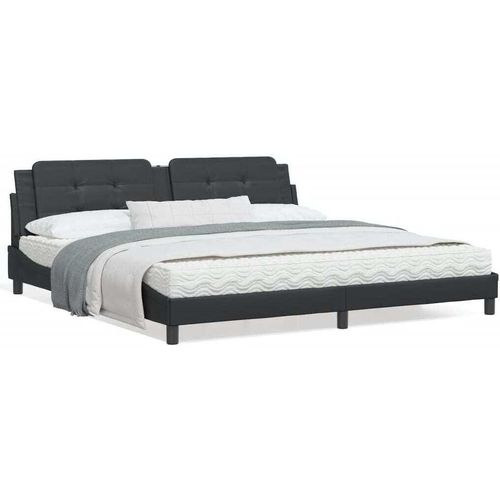 Bettgestell mit Kopfteil Schwarz 200x200 cm Kunstleder