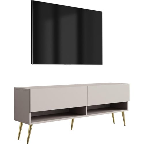 TV-Lowboard 140 cm Kaschmir, goldene schräge Beine, 140 × 32 × 52 cm
