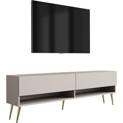 TV-Lowboard 170 cm Kaschmir, goldene schräge Beine, 170 × 32 × 52 cm