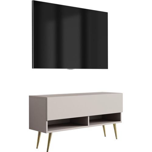 TV-Lowboard 100 cm Kaschmir, goldene schräge Beine, 100 × 32 × 52 cm