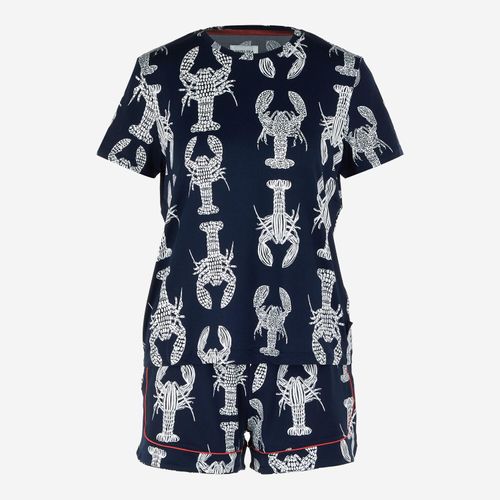 Dunkelblaues Pyjamaset aus T-Shirt und Shorts