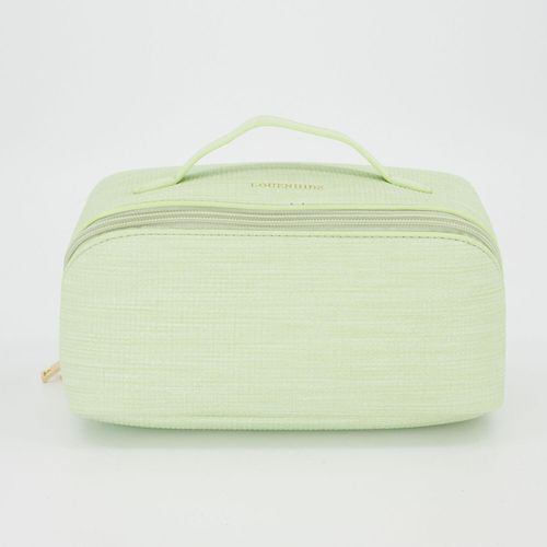 Hellgrüne Kosmetiktasche mit Logo-Akzenten