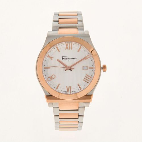 Silber-roségoldfarbene Armbanduhr