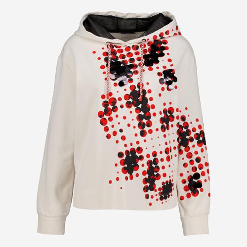 Cremefarbener Kapuzenpullover mit Pailletten