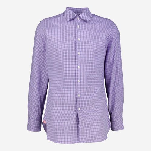 Violettes Slim Fit Anzughemd mit Karomuster
