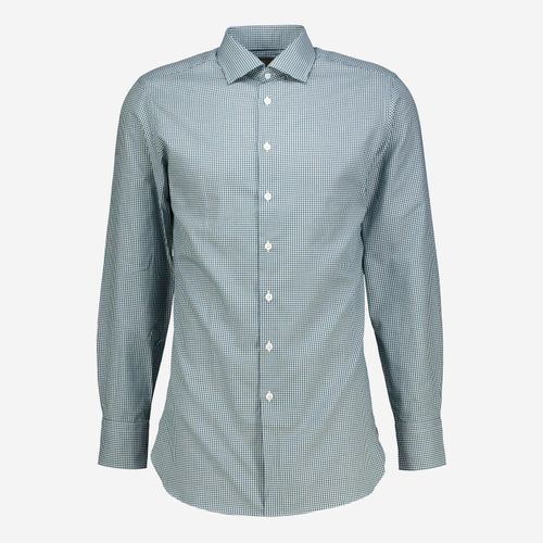 Grün-weißes Slim Fit Anzughemd mit Karomuster