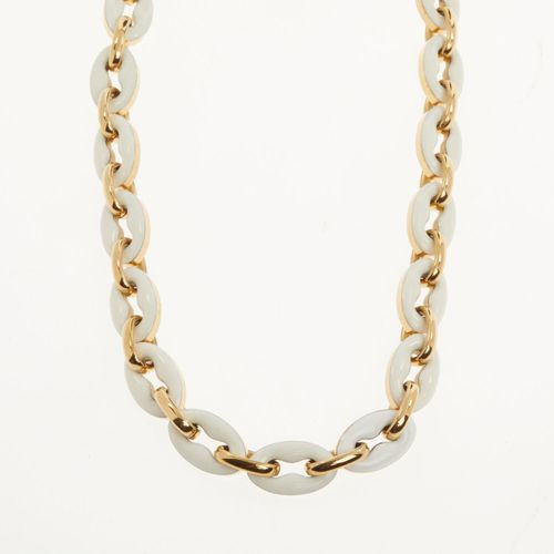 Weiß-goldfarbene klobige Halskette