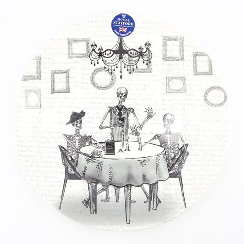 Creme-grauer Teller mit Motiv 28cm