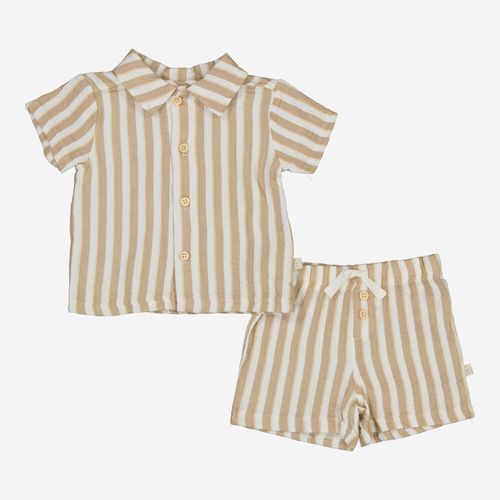 2-teiliges weiß-beigefarbenes Bekleidungsset