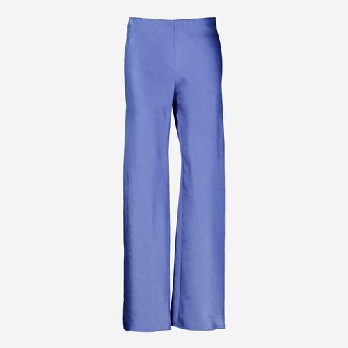 Blaue Hose aus Satin mit Muster