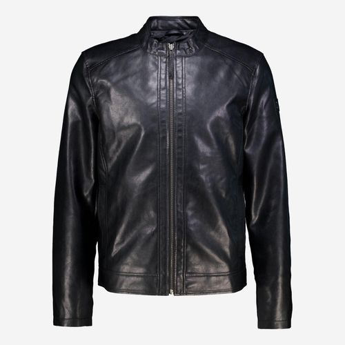 Schwarze Bikerjacke in Lederoptik