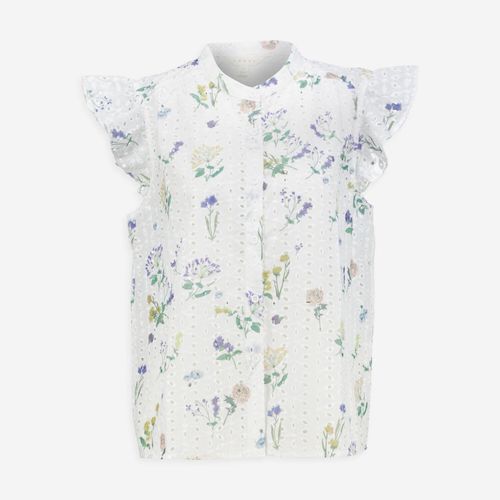 Weiße Bluse mit Lochstickereien