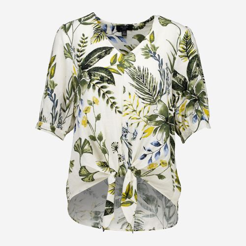 Mehrfarbige Bluse mit Blattmuster