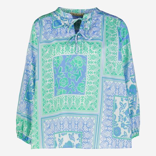 Grün-blaue Bonjour Spring Bluse mit Blumenmuster