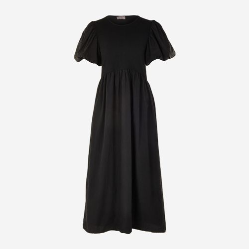 Schwarzes Maxikleid mit Puffärmel