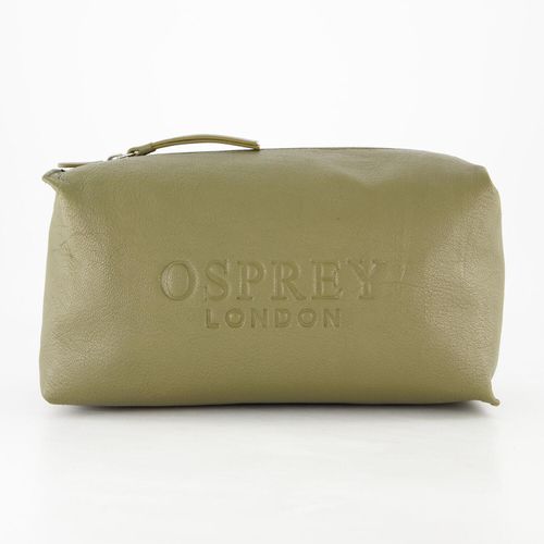 Olivgrüne Kosmetiktasche aus Leder
