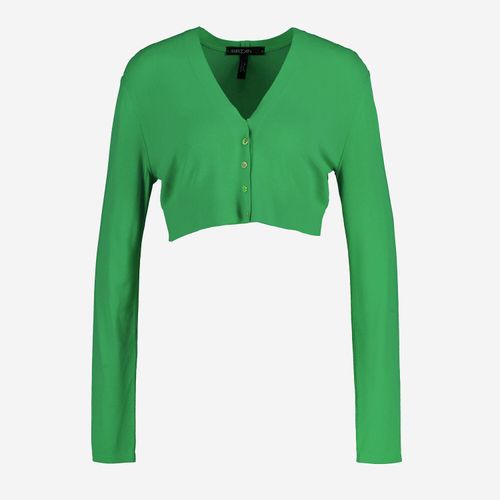 Grüne Cropped Fit Strickjacke