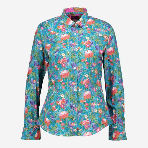 Blaue Hemdbluse mit Blumenmuster