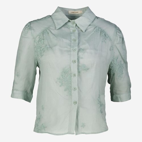 Grüne Bluse mit Stickerei