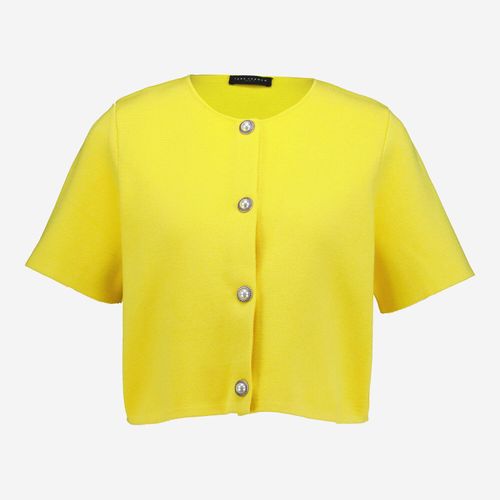 Gelber Strickjacke mit kurzen Ärmeln