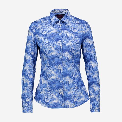 Blaue Hemdbluse mit Walmuster