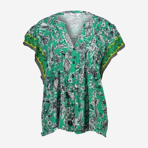 Grüne Bluse mit Blumenmuster