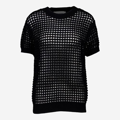 Schwarzer gehäkelter Pullover
