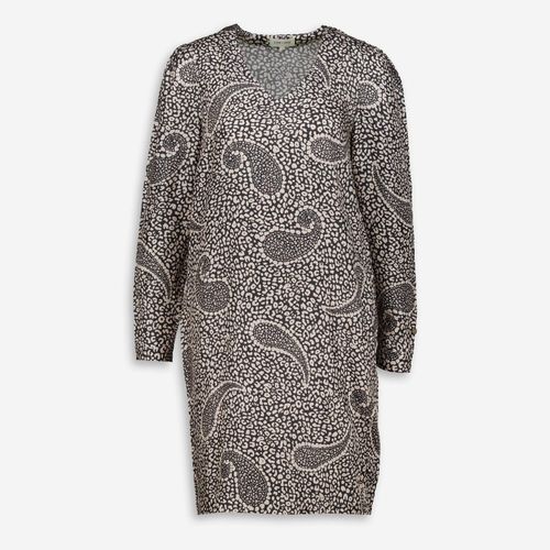 Schwarz-beigefarbenes Minikleid aus Seide