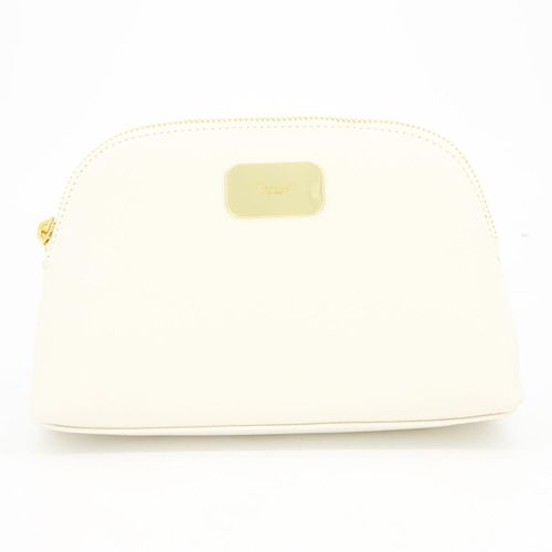 Cremefarbene Maeva Kosmetiktasche aus Leder