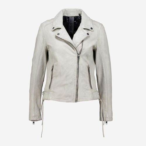 Graue Slim Fit Jacke aus Leder