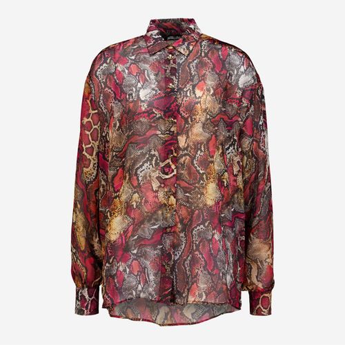 Mehrfarbige Hemdbluse mit Leopardenmuster