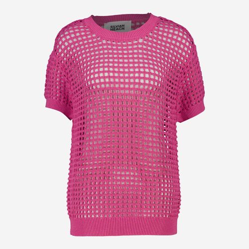 Rosafarbene gehäkelte Pullover