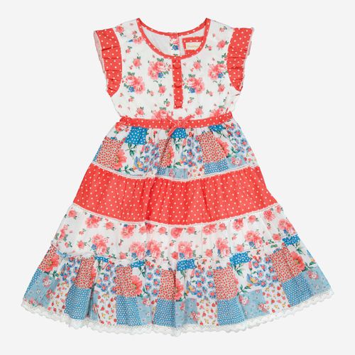 Rot-weißes Kleid mit Blumenmuster