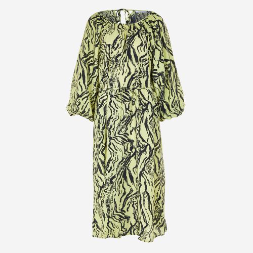 Grünes Midikleid mit schwarzem Muster