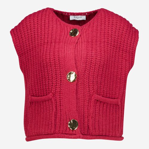 Rote ärmellose Strickjacke