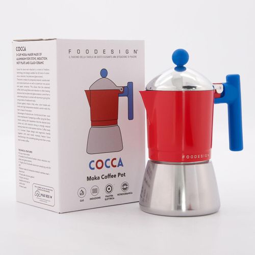 Rot-silberfarbene Kaffeemaschine 18x9cm