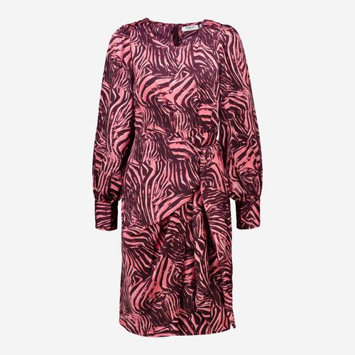 Rosafarbenes und violettes Midikleid mit Muster