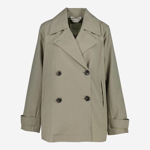Grüner Short Fit Trenchcoat aus Leinenmischung