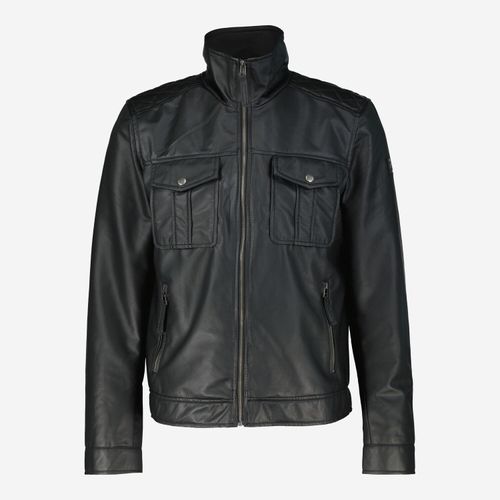 Schwarze Bikerjacke aus Lederimitat