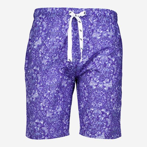 Blaue Lounge-Shorts mit ornamentalem Muster
