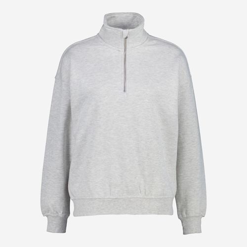 Graues Sweatshirt mit Reißverschluss am Hals