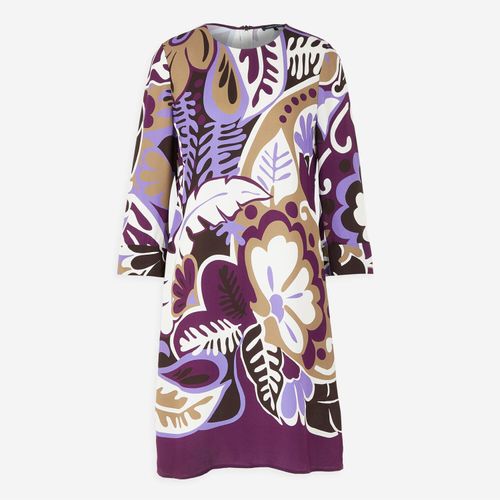 Mehrfarbiges Midikleid mit Blattmuster