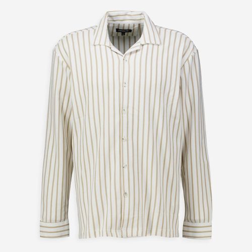 Weißes Freizeithemd mit beigefarbenen Streifen