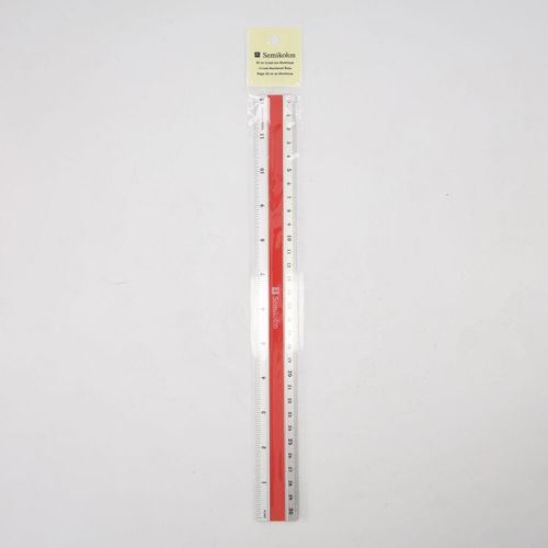 Rotes Lineal aus Aluminium 30cm