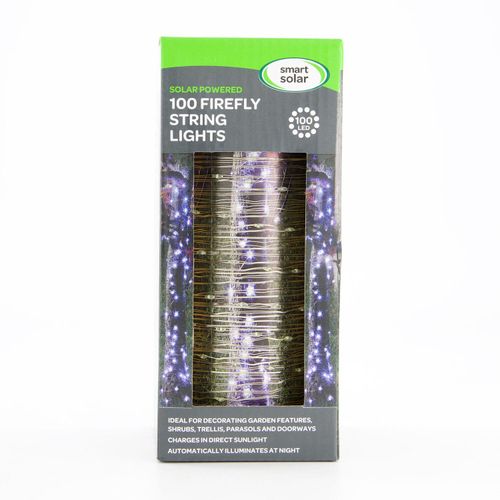 Solarbetriebene Glühwürmchen-Lichterkette mit 100 LEDs