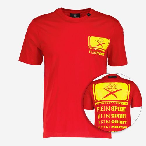 Rotes T-Shirt mit gelbem Logo