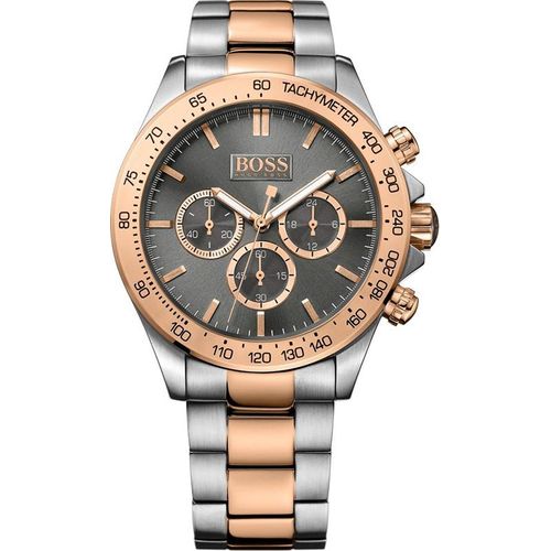 Hugo Boss Ikon Chronograph Uhr Herrenuhr Edelstahl grau rosé