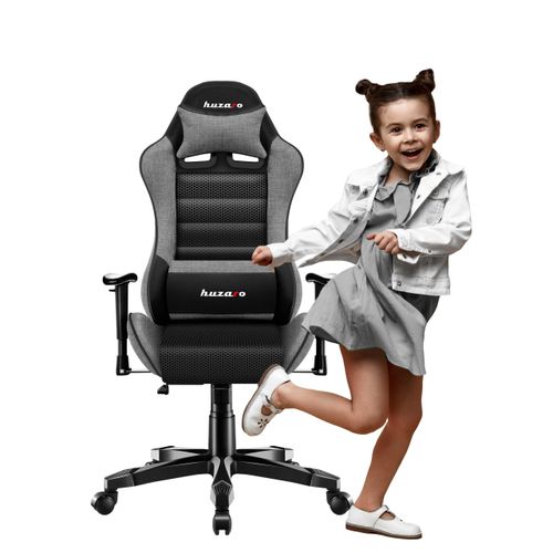 Huzaro Kinder Schreibtischstuhl Ranger 6.0 Gaming Stuhl Racing Sessel Bürostuhl Drehstuhl Gamer bis 130 kg mesh Grau