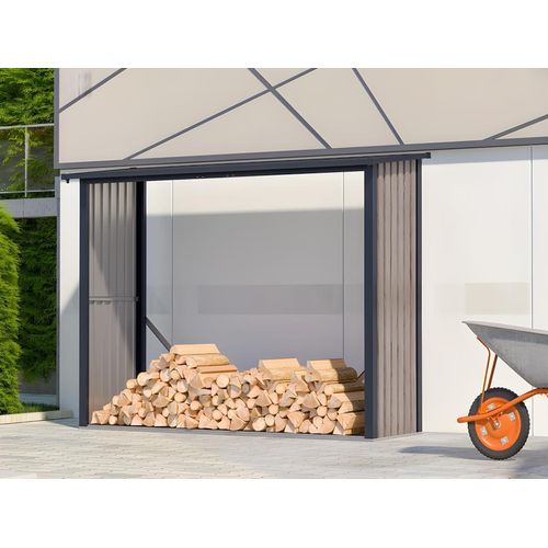 Kaminholzregal aus verzinktem Stahl mit Holzeffekt 4,9 Ster - 4,1 m3 - 242 x 89 x 190 cm - WINWOOD
