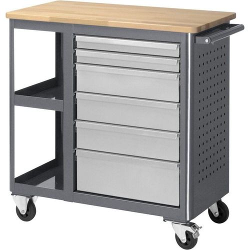 STIER Fahrbare Werkbank mit 6 Schubladen und 2 Fachböden BxTxH 960x450x950 mm